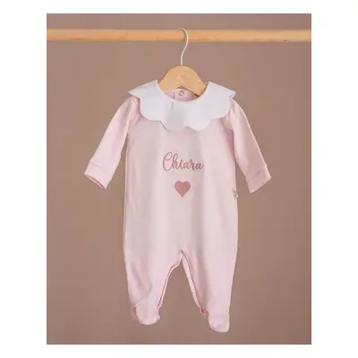 Tutina Cotone Collezione Nome Personalizzato Rosa baby / 3-6 / Collo margherita