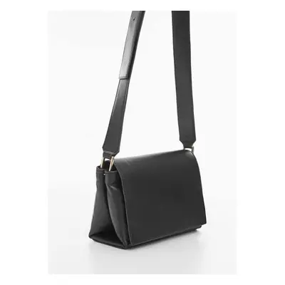 MANGO - Borsa a tracolla pelle falda nero - Taglia unica - Donna