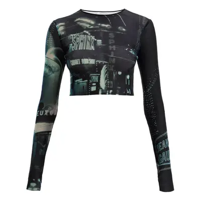 JEAN PAUL GAULTIER Crop top in tulle con stampa Pigalle