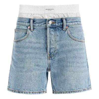 ALEXANDER WANG Shorts in denim con inserto boxer