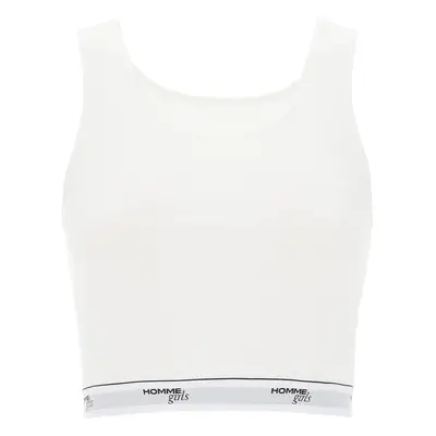 HOMME GIRLS Crop top in cotone con banda logo