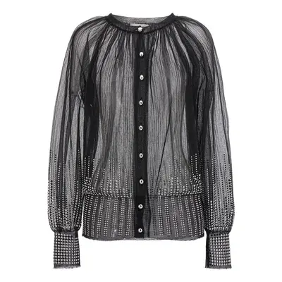 Paco Rabanne-Cardigan Mesh Borchie Maglioni Nero-Donna