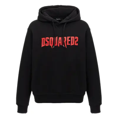 Dsquared2-Logo Print Hoodie Felpe Nero-Uomo