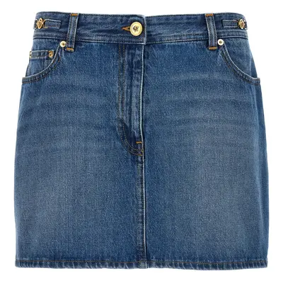 Versace-Denim Mini Skirt Gonne Blu-Donna