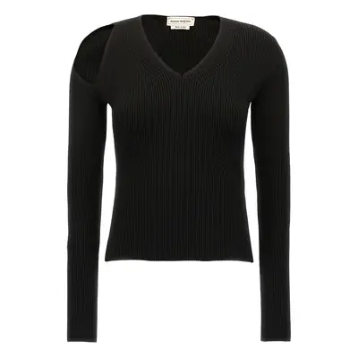 Mcqueen-Cut-Out Sweater Maglioni Nero-Donna