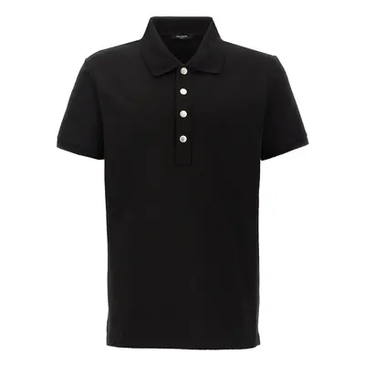 Balmain-Tonal Monogram Polo Shirts Nero-Uomo