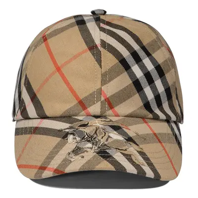 Burberry-Check Cotton Blend Baseball Cap Cappelli Beige-Uomo