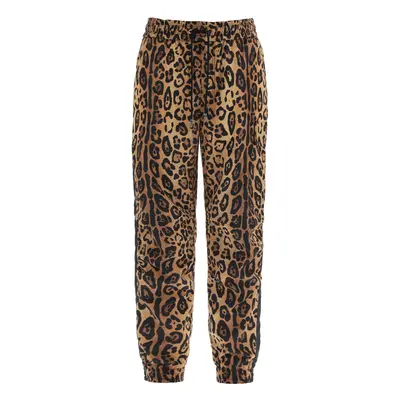 Dolce & Gabbana-Pantaloni Jogger In Nylon Stampa Leopardo-Uomo