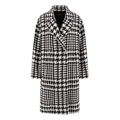 Dolce & Gabbana-Pied De Poule Trench E Impermeabili Bianco/Nero-Donna