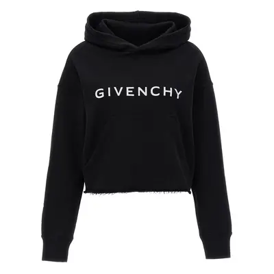 Givenchy-Logo Print Hoodie Felpe Nero-Donna