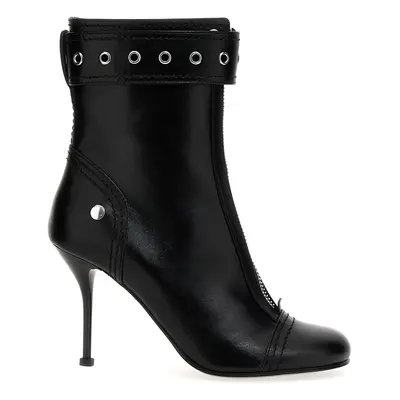 Alexander Mcqueen-Buckle Ankle Boots Stivali E Stivaletti Nero-Donna