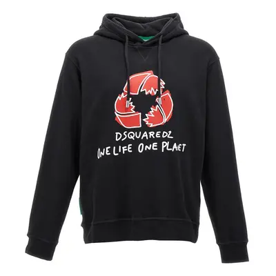 Dsquared2-Recycled Leaf Felpe Nero-Uomo