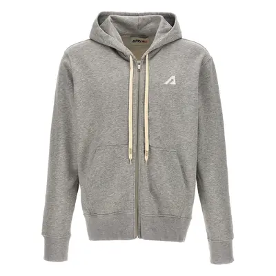 Autry-Logo Embroidery Hoodie Felpe Grigio-Uomo