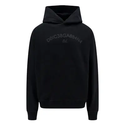 Dolce & Gabbana-Logo Print Hoodie Felpe Nero-Uomo