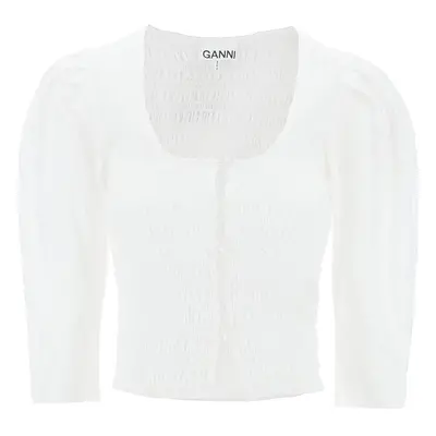 Ganni-Blusa Smock In Popeline-Donna