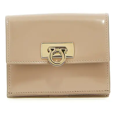 Ferragamo-Patent Leather Wallet Portafogli Beige-Donna