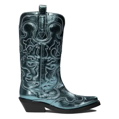 Ganni-Western-Embroidered Boots Stivali & Stivaletti Celeste-Donna