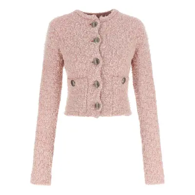 Balenciaga-Cropped Tweed Cardigan Maglioni Rosa-Donna