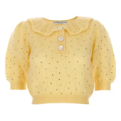 Alessandra Rich-Rhinestone Sweater Maglioni Giallo-Donna