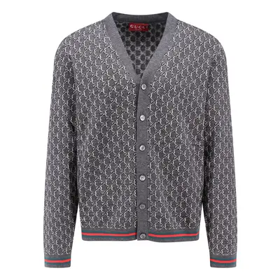 Gucci-Cardigan in lana e seta con motivo GG-Uomo