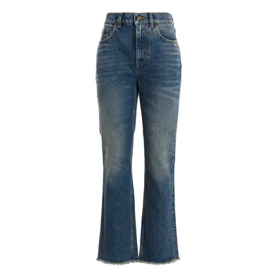 Golden Goose-Used-Effect Hem Detail Jeans Blu-Donna