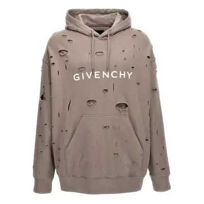 Givenchy-Logo Hoodie Felpe Grigio-Uomo