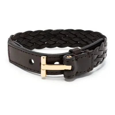 Tom Ford-Bracciale T-lock intrecciato in pelle-Uomo