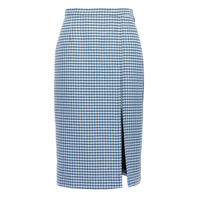 Marni-Check Longuette Skirt Gonne Celeste-Donna