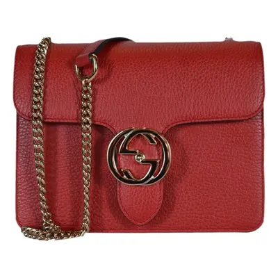 Gucci-Borsa Interlocking a tracolla GG pelle rossa-Donna -Rosso