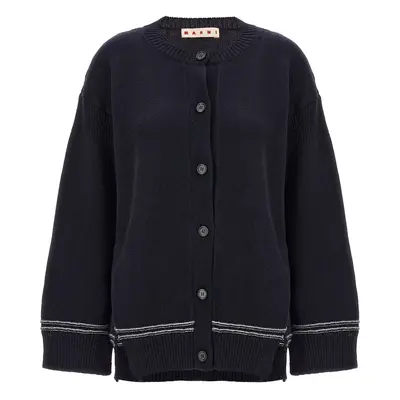 Marni-Logo Cardigan Maglioni Blu-Donna