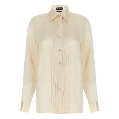 Tom Ford-Pleated Plastron Shirt Camicie Bianco-Donna