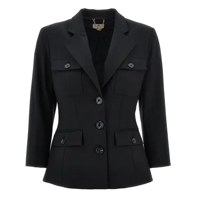 Elisabetta Franchi-Single-Breasted Blazer Blazer And Suits Nero-Donna