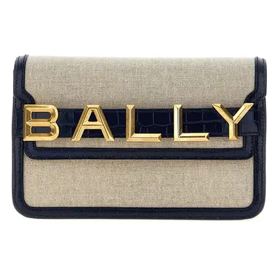 Bally-Logo Leather Canvas Crossbody Bag Borse A Tracolla Blu-Donna