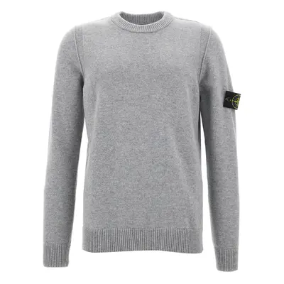 Stone Island-Logo Patch Sweater Maglioni Grigio-Uomo