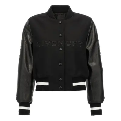 Givenchy-Cropped Logo Bomber Jacket Giacche Bianco/Nero-Donna