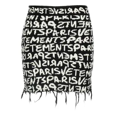 Vetements-Vetements Paris Monogram Mini Gonne Bianco/Nero-Donna