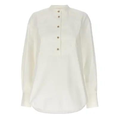 Chloé-Knot Button Shirt Camicie Bianco-Donna