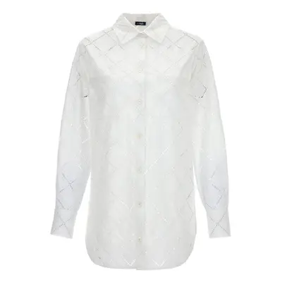 Kiton-Openwork Cotton Shirt Camicie Bianco-Donna