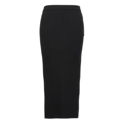 Mcqueen-Ribbed Midi Skirt Gonne Nero-Donna