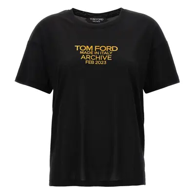 Tom Ford-Logo Print T Shirt Nero-Donna