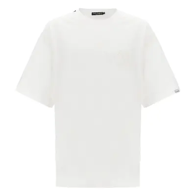 Dolce & Gabbana-Logo Embroidery T Shirt Bianco-Uomo