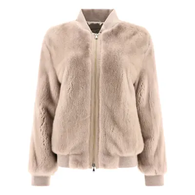 Giovi-Mink Fur Bomber Jacket Giacche Beige-Donna