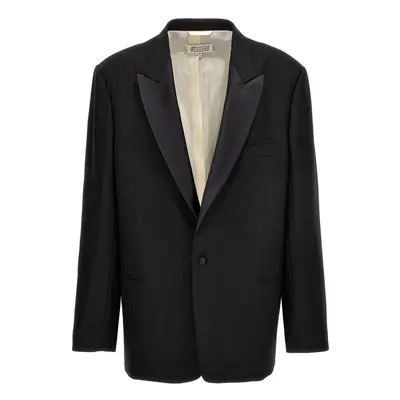 Maison Margiela-Striped Single Breast Blazer Jacket Giacche Nero-Donna