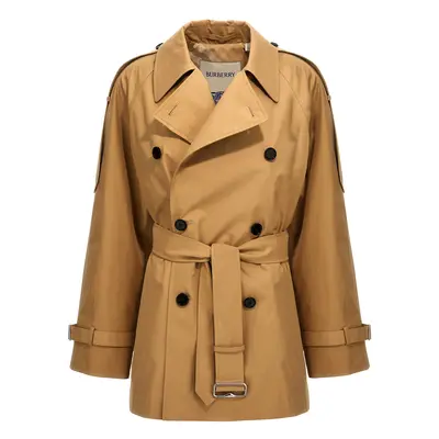 Burberry-Double-Breasted Short Trench Coat Trench E Impermeabili Beige-Donna