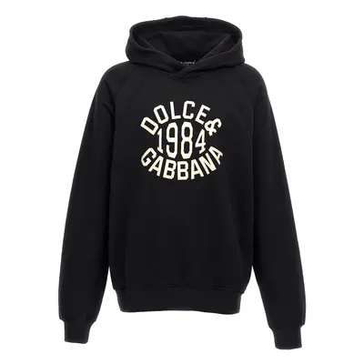 Dolce & Gabbana-Logo Print Hoodie Felpe Nero-Uomo