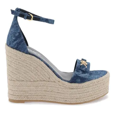 Versace-Sandali Con Zeppa Barocco In Denim-Donna