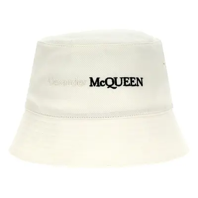 Mcqueen-Logo Bucket Hat Cappelli Bianco/Nero-Uomo