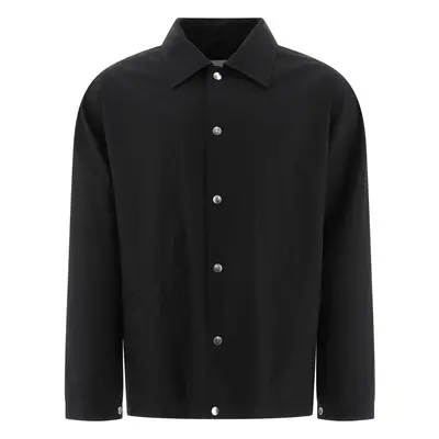 Jil Sander-Overshirt With Logo Print Giacche Nero-Uomo