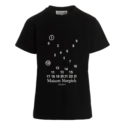 Maison Margiela-Logo Printed T Shirt Bianco/Nero-Donna