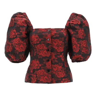 Ganni-Blusa In Jacquard Floreale-Donna